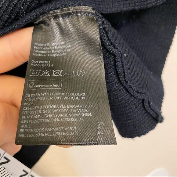 H&M black cropped ribbed wool blend crew neck sweater-S - Picture 5 of 9